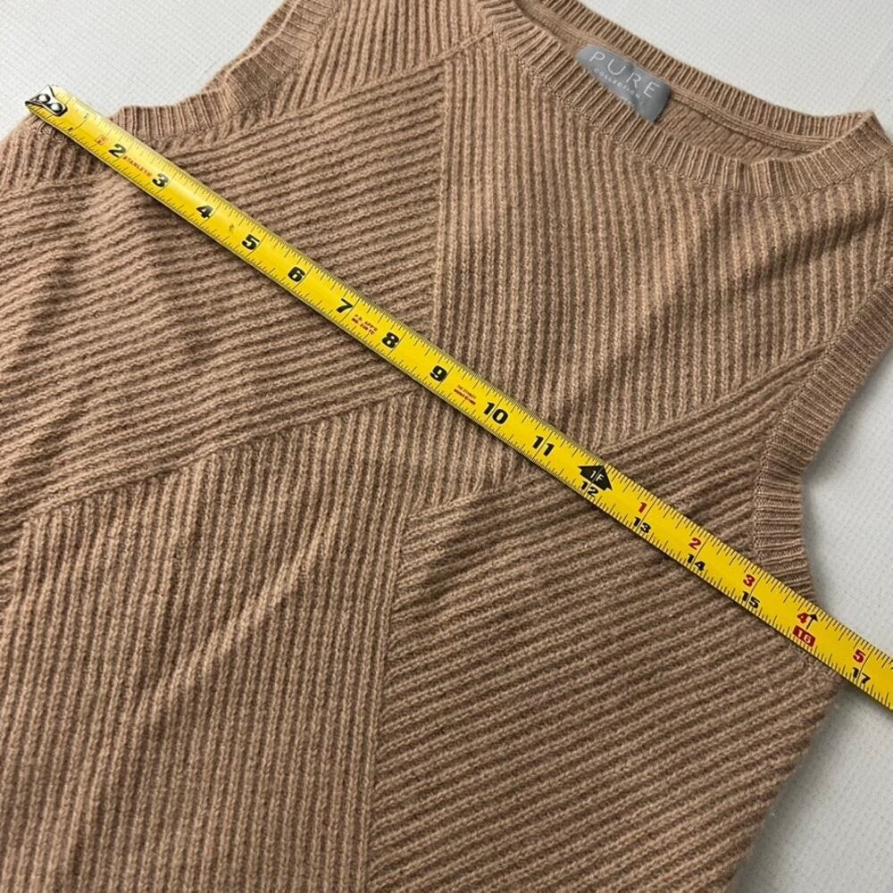 Pure Collection Sweater Vest Womens 4 Tan 100% Cashmere Ribbed Knit Shell - Picture 5 of 9